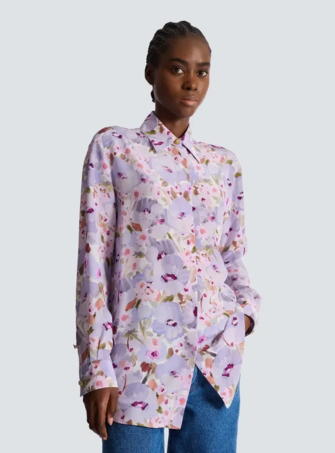 Camicia in popeline di cotone stampato Camicia in popeline di cotone stampato