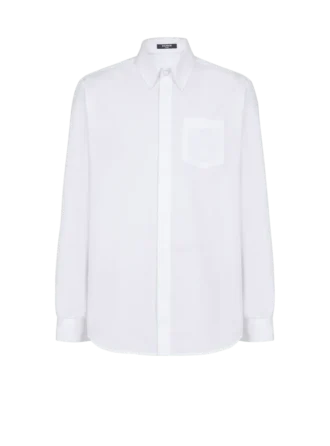 Camicia in popeline ricamata con écusson Balmain