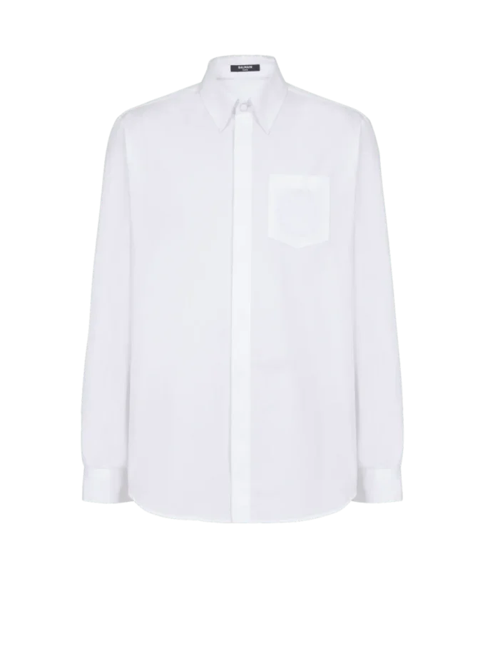 Camicia in popeline ricamata con écusson Balmain Camicia in popeline ricamata con écusson Balmain