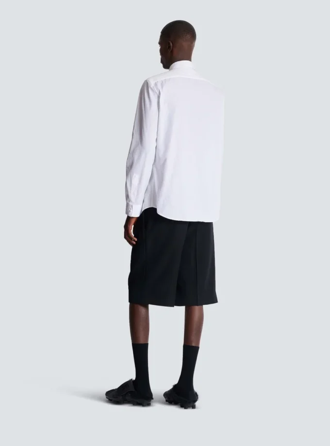 Camicia in popeline ricamata con écusson Balmain Camicia in popeline ricamata con écusson Balmain