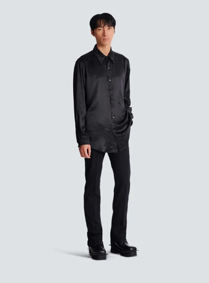 Camicia in seta con cristalli