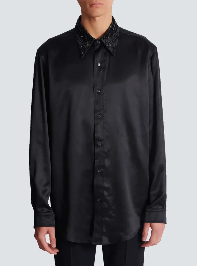 Camicia in seta con cristalli