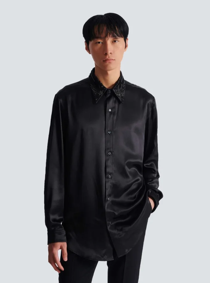 Camicia in seta con cristalli