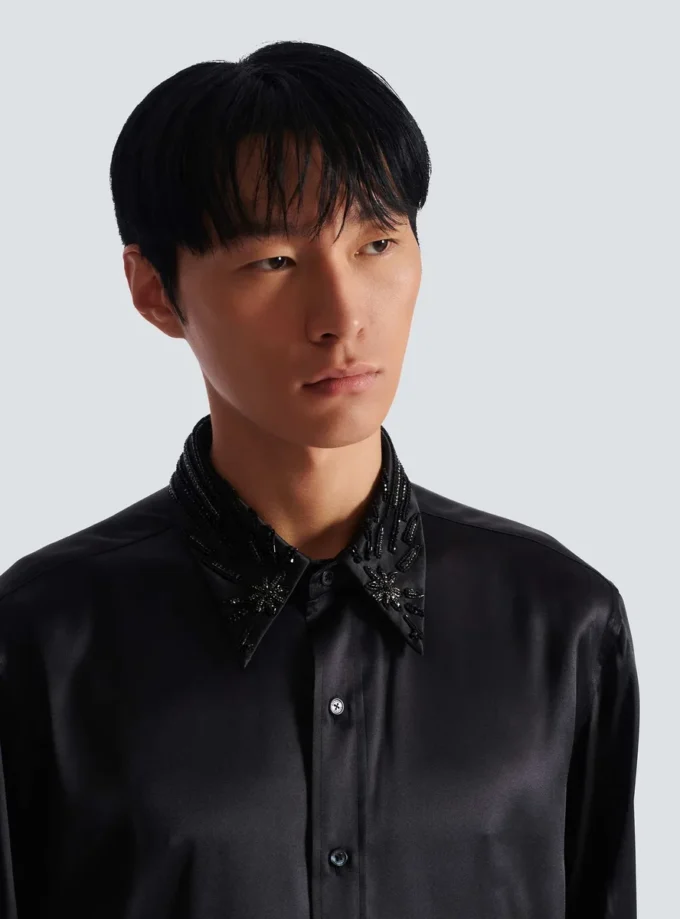Camicia in seta con cristalli