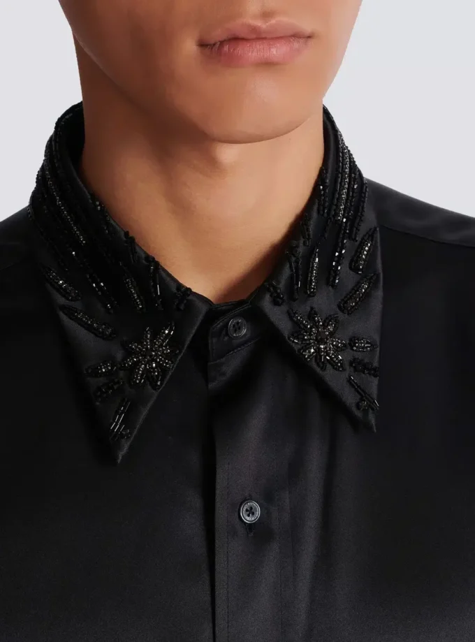 Camicia in seta con cristalli