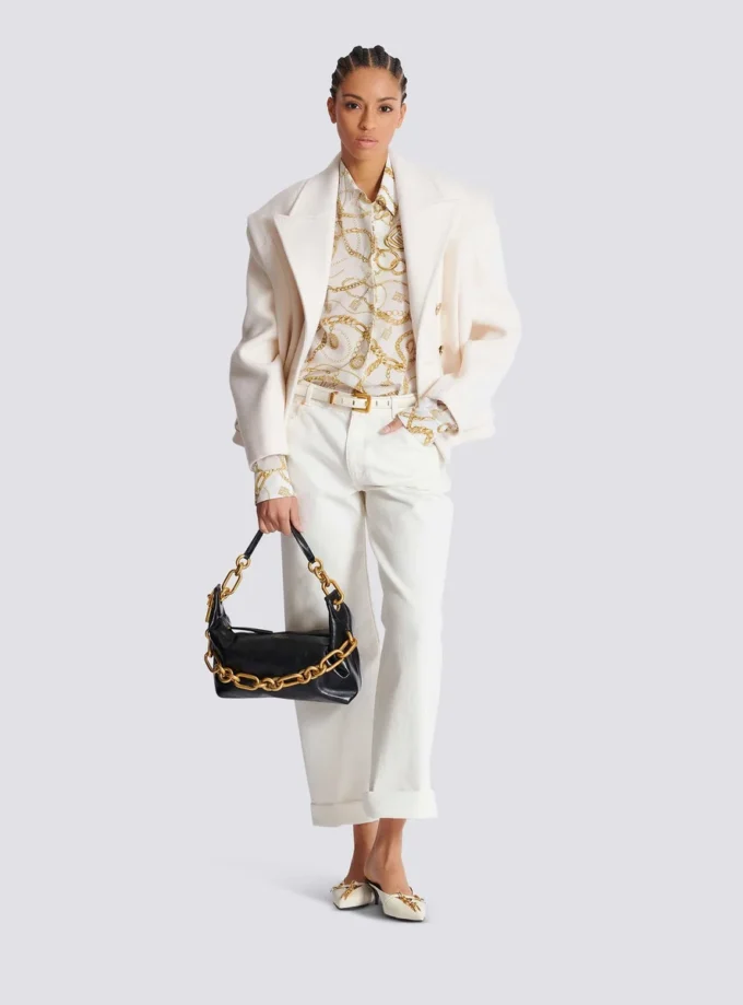 Camicia in seta stampata con motivo Balmain Chains Camicia in seta stampata con motivo Balmain Chains