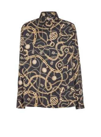 Camicia in seta stampata con motivo Chaînes