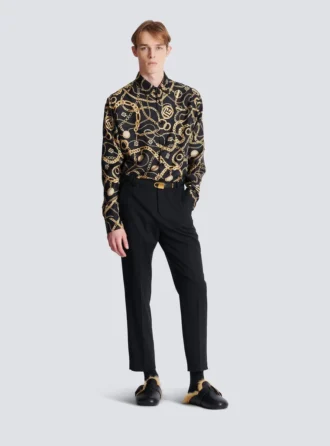 Camicia in seta stampata con motivo Chaînes