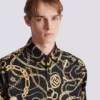 Camicia in seta stampata con motivo Chaînes