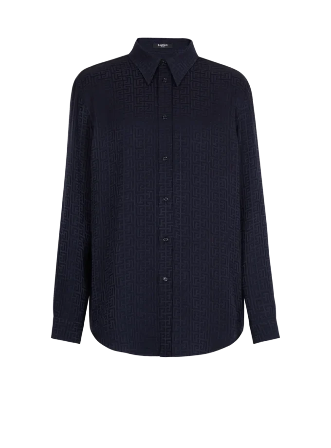 Camicia jacquard con monogramma