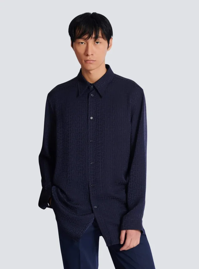 Camicia jacquard con monogramma
