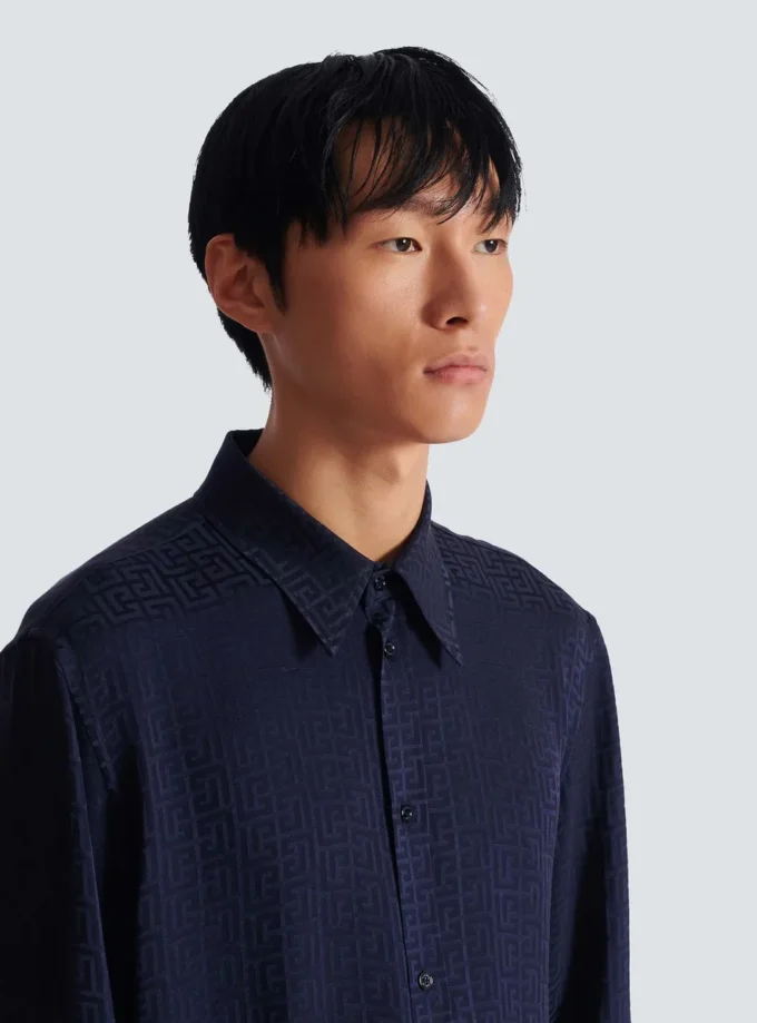 Camicia jacquard con monogramma