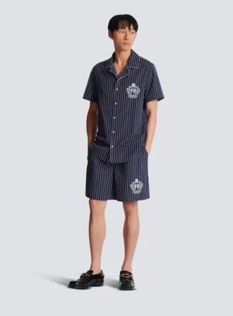Camicia pigiama a righe in popeline
