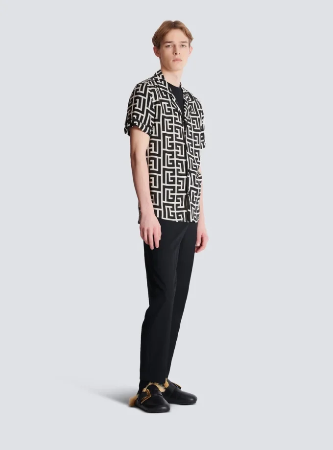 Camicia pigiama con stampa monogramma Camicia pigiama con stampa monogramma