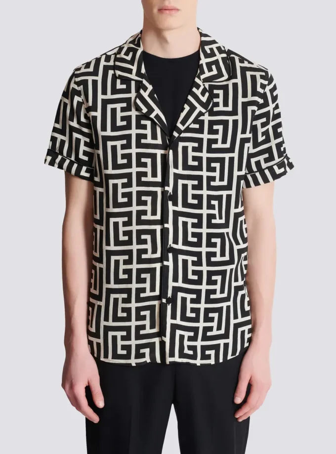 Camicia pigiama con stampa monogramma Camicia pigiama con stampa monogramma