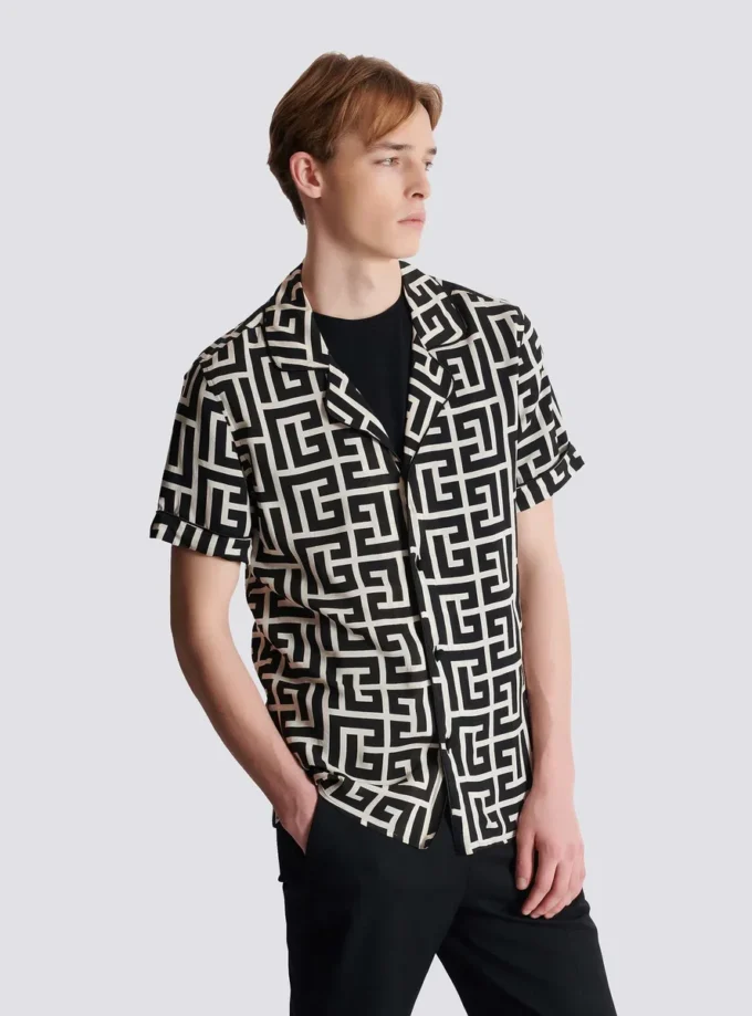 Camicia pigiama con stampa monogramma Camicia pigiama con stampa monogramma