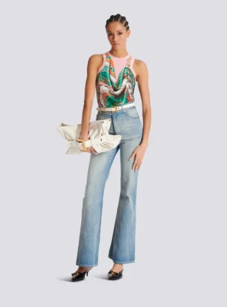 Canotta con stampa Balmain Foulard in stile trompe-l’œil