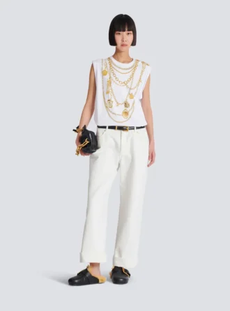 Canotta con stampa Collier in stile trompe-l’œil
