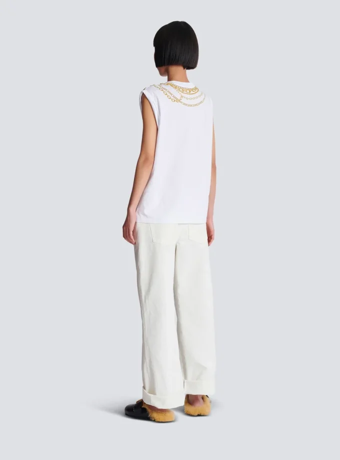 Canotta con stampa Collier in stile trompe-l’œil Canotta con stampa Collier in stile trompe-l’œil