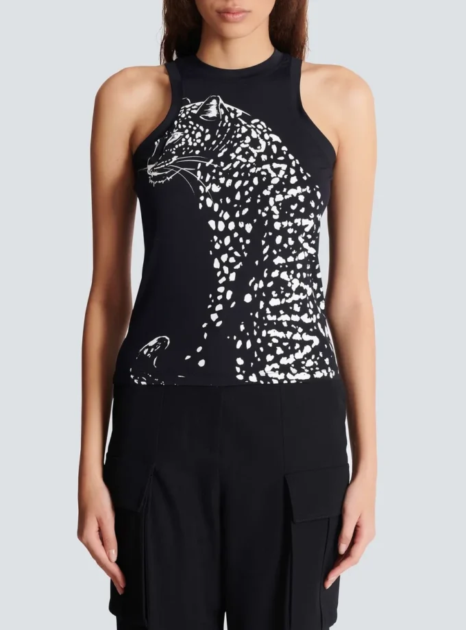 Canotta con stampa leopardata