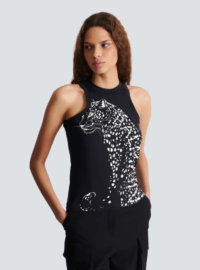 Canotta con stampa leopardata