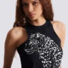Canotta con stampa leopardata