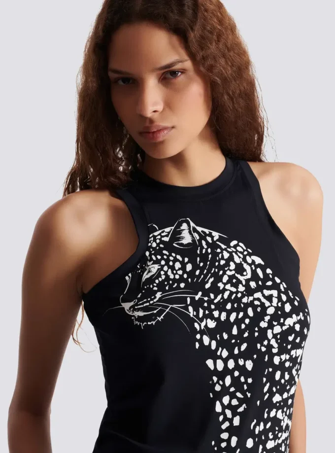 Canotta con stampa leopardata