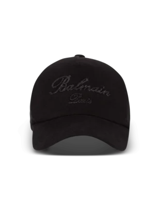 Cappellino da baseball in cotone con ricamo Balmain Signature
