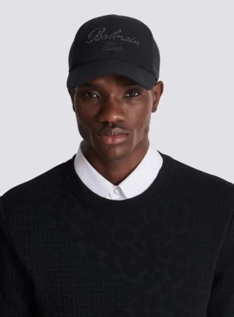 Cappellino da baseball in cotone con ricamo Balmain Signature