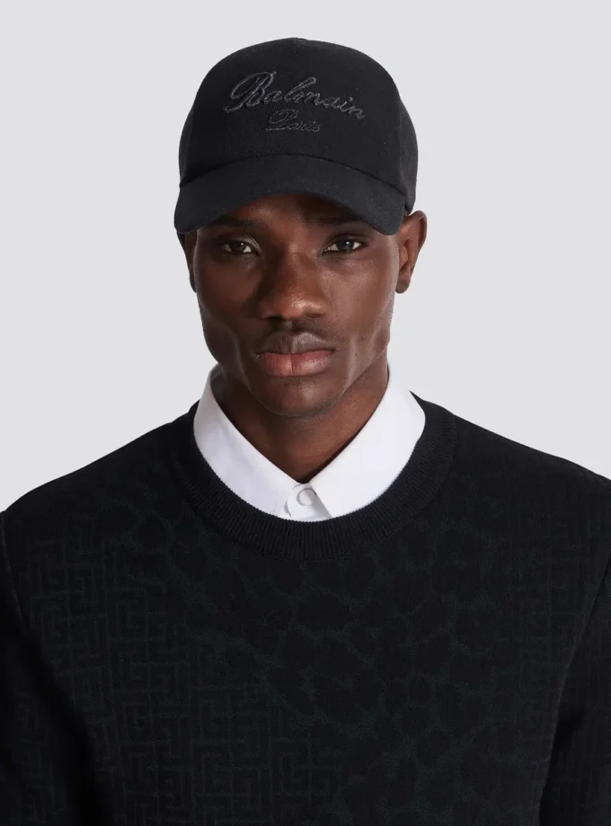 Cappellino da baseball in cotone con ricamo Balmain Signature Cappellino da baseball in cotone con ricamo Balmain Signature