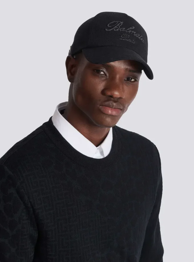 Cappellino da baseball in cotone con ricamo Balmain Signature Cappellino da baseball in cotone con ricamo Balmain Signature