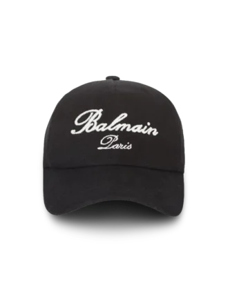 Cappellino in cotone con ricamo Balmain Signature