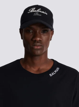 Cappellino in cotone con ricamo Balmain Signature