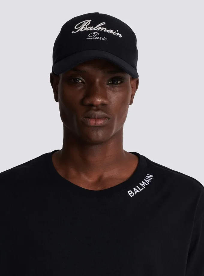 Cappellino in cotone con ricamo Balmain Signature Cappellino in cotone con ricamo Balmain Signature