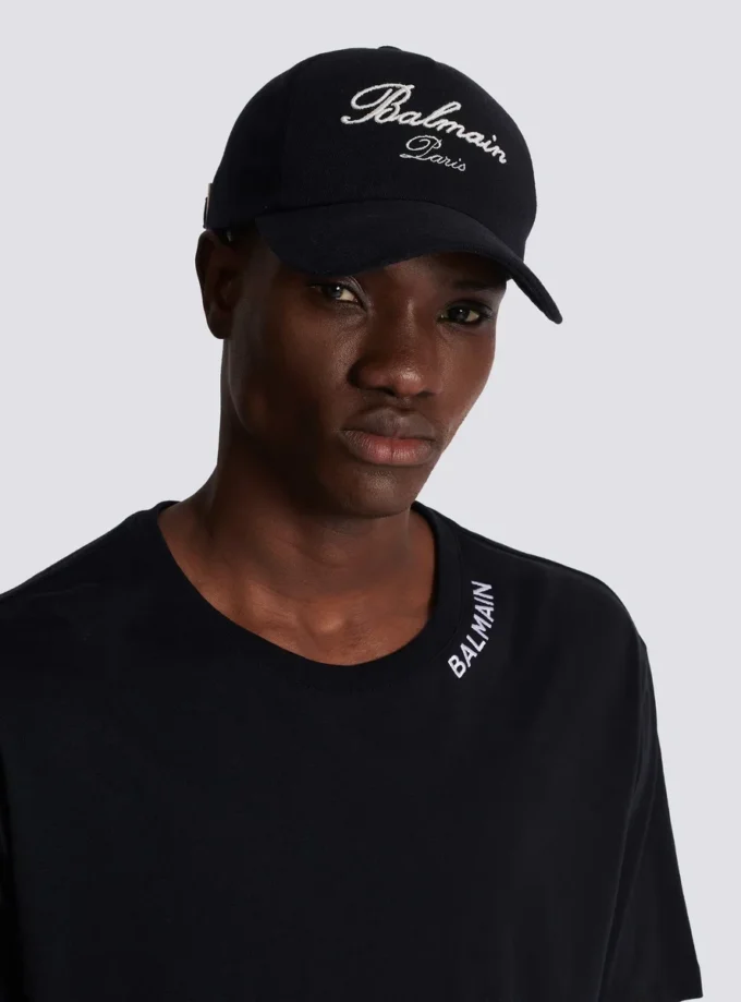 Cappellino in cotone con ricamo Balmain Signature Cappellino in cotone con ricamo Balmain Signature