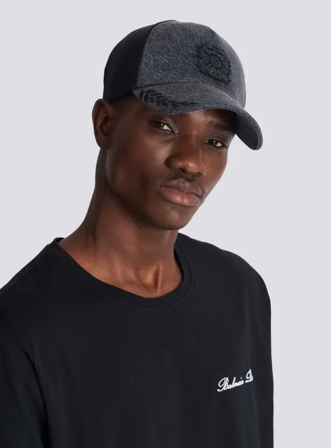 Cappellino in denim con ricamo Balmain Écusson Cappellino in denim con ricamo Balmain Écusson