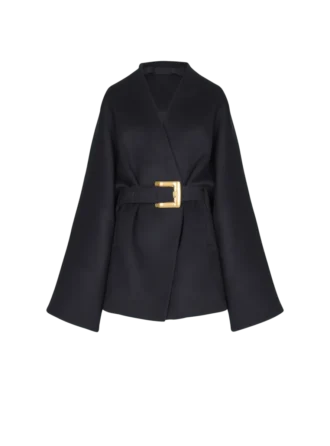 Cappotto corto avvolgente in lana