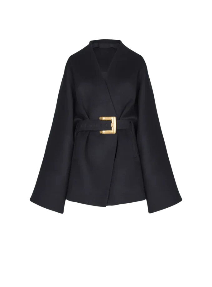 Cappotto corto avvolgente in lana