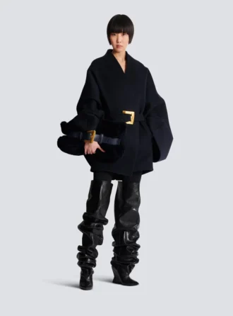 Cappotto corto avvolgente in lana
