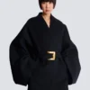 Cappotto corto avvolgente in lana