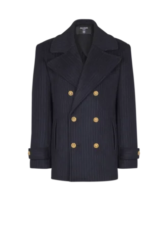 Cappotto corto in lana a righe