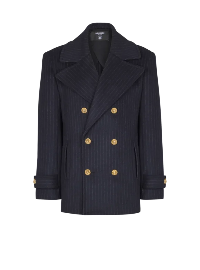 Cappotto corto in lana a righe