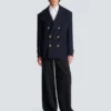 Cappotto corto in lana a righe