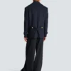 Cappotto corto in lana a righe