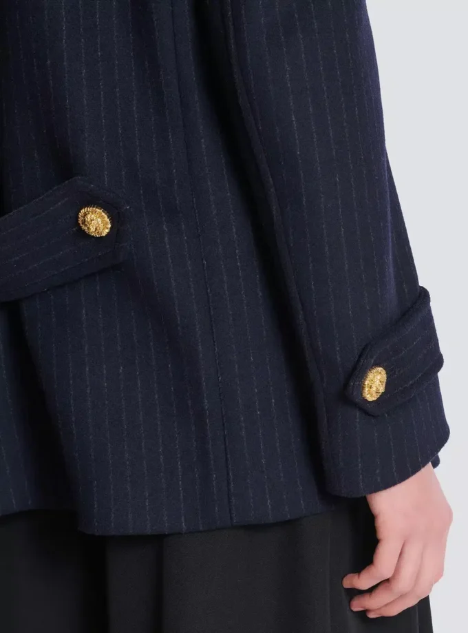 Cappotto corto in lana a righe