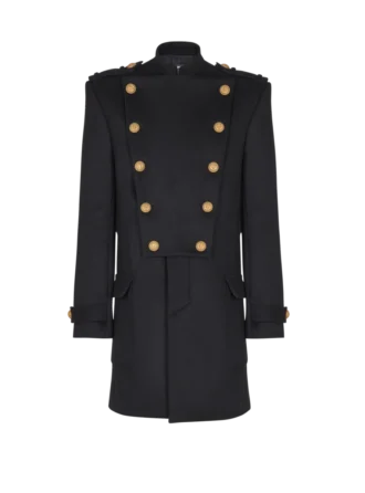 Cappotto in lana e cashmere con pettorina frontale staccabile
