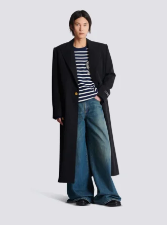 Cappotto lungo in lana grain de poudre