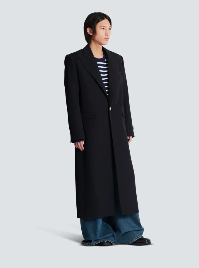Cappotto lungo in lana grain de poudre Cappotto lungo in lana grain de poudre