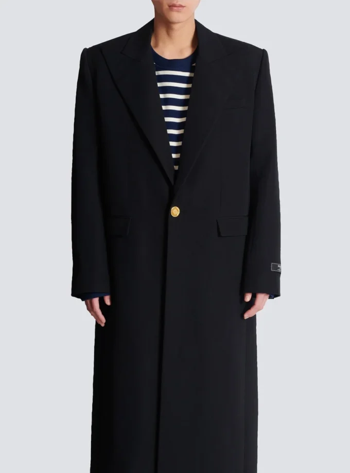 Cappotto lungo in lana grain de poudre Cappotto lungo in lana grain de poudre