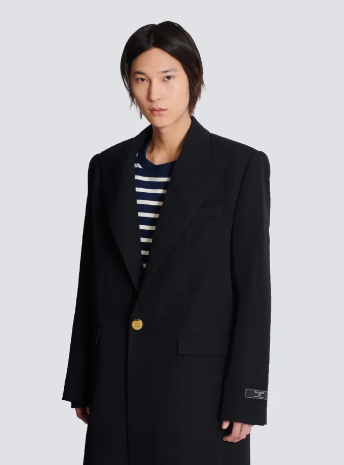 Cappotto lungo in lana grain de poudre Cappotto lungo in lana grain de poudre
